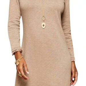 Spartina 449 Island Fringe Tan Taupe Long Sleeve Dress XLarge